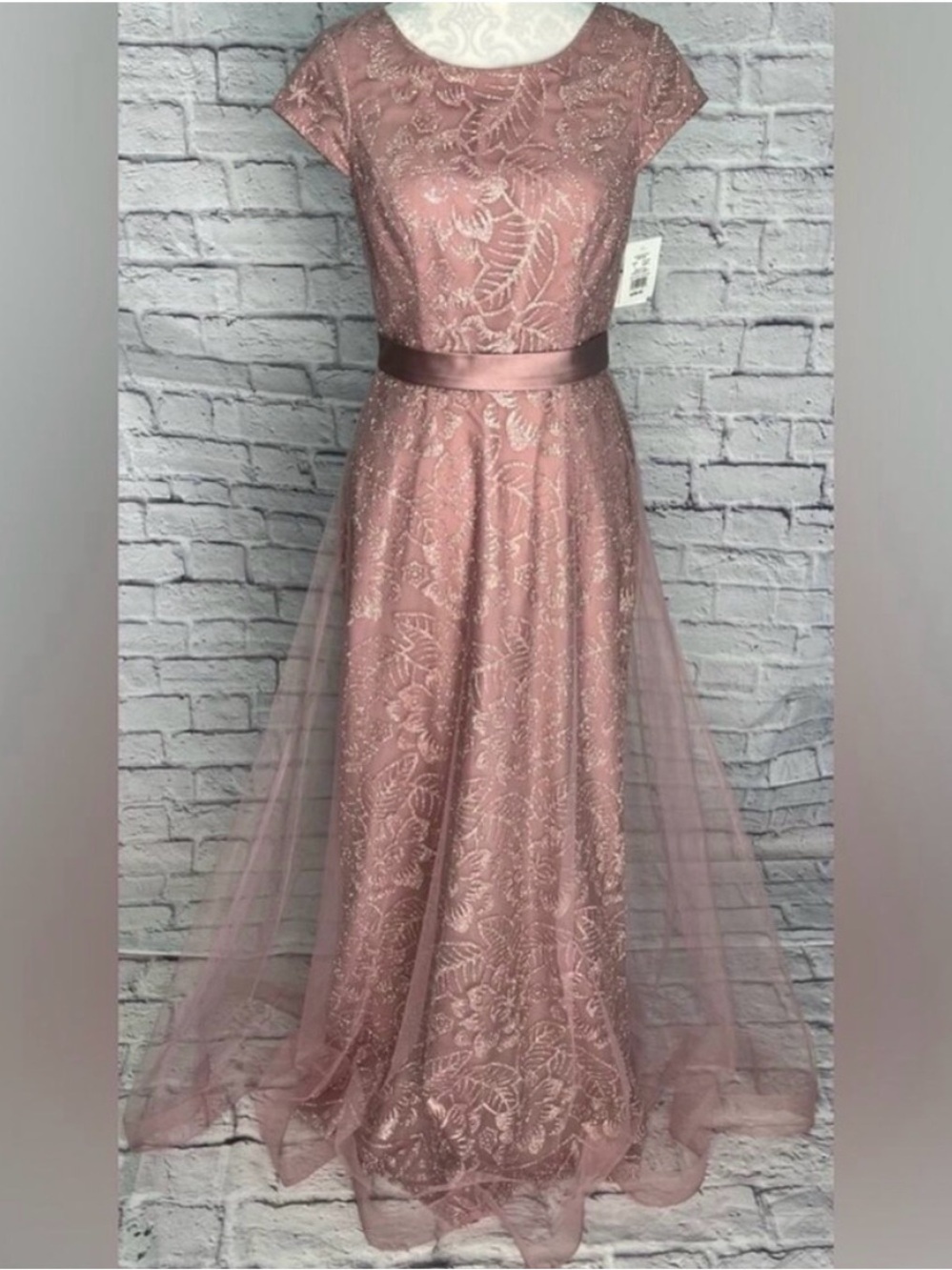 JULES AND CLEO Cap Sleeve Glitter Floral Tulle A-Line size 8